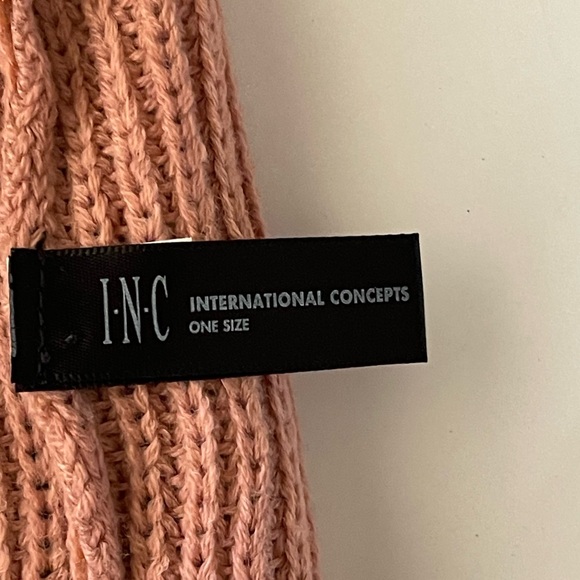 INC International Concepts Liquid Shine Knit Pom Pom Beanie Blush - OS - Picture 5 of 5